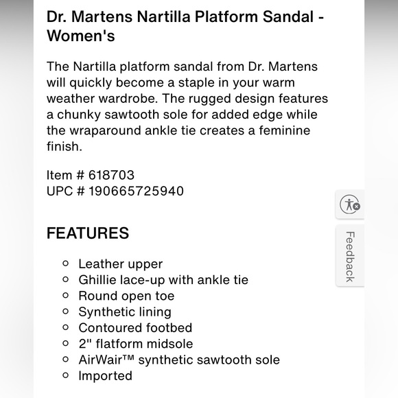 Doc Martens Nartilla black Platform Lace Up Sandal Sz 10 - Picture 13 of 13